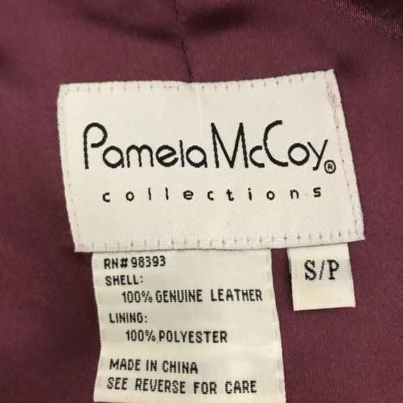 Pamela McCoy Collection Purple Leather Longline Jacket - Picture 8 of 12